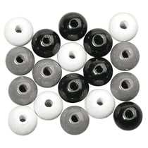 Perles en bois polies 12mm Assortiment - noir et blanc