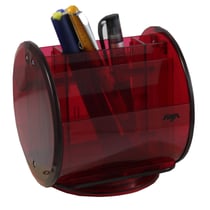 Pot À Crayons Multi-Fonctions Rotatif Rouge - Sign Office