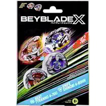 Coffret pack toupie beyblade x : beat tyranno 4-70q et knife shinobi 4-80hn - type attaque et défense - dual pack