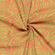 Tissu Coton extensible Psyché Pop vert sur fond Orange