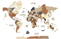 3D wooden world map Multicolor, S