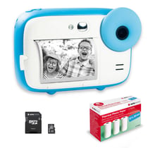 AGFAPHOTO Pack Realikids Instant Cam + 1 carte Micro SD 32GB + 3 rouleaux Papier Thermique ATP3WH - Appareil Photo Instantané Enfant, Ecran LCD 2,4', Miroir Selfie et filtre photo - Bleu