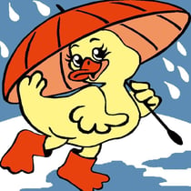 LUC - Kit canevas Soudan Canard sous parapluie 25x25cm