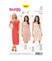 Patron Burda 6686 Robe du 34 au 46 taille n°FR 34-46