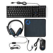 Nedis Pack Gaming 5-en-1 QWERTY avec Clavier, Souris et Casque Rétroéclairé LED Noir