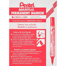 Lot de 12 marqueurs permanents - PENTEL - MAXIFLO NLF50 - Pointe conique 2 mm - Rouge