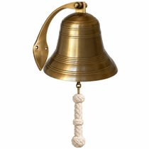 Grande cloche marine laiton vieilli hauteur 40 cm avec corde