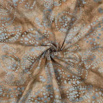 Tissu Batik de Coton rosaces et spirales Bleu ciel sur fond Beige sable
