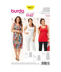 Patron Burda 6672 Tee-Shirt et robe du 46 au 60 taille n°FR 46-60