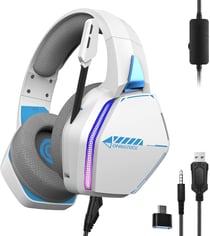 Casque Gaming PS5/PS4/Switch/Xbox/PC - Oniverse - Micro réglable et Haut-parleurs 50mm Nebula Blanc