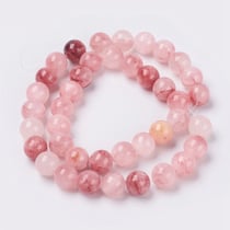 Fil de 50 perles ronde pierre naturelle fabrication bijoux Jade teintée 8 mm MISTY ROSE
