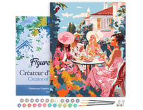 Peinture par Numéro Figured'Art avec Cadre - Fête au Jardin des Divas - Kit de Loisir Créatif DIY Numéro d'Art Complet - 40x50cm toile tendue sur châssis