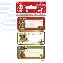 12 étiquettes adhésives de Noël - Houx