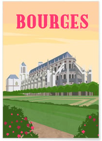 Affiche ville Bourges | A3 : 29,7x42cm