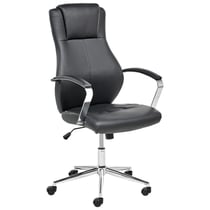 Fauteuil de Bureau Noir en Cuir PU Siège Inclinable Réglable en Hauteur Rembourrage Épais Noir