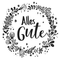 Tampons Couronne de fleurs "Alles Gute", 7x7cm