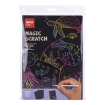 Magic Scratch 10 feuilles A4 à gratter + 5 stylets en bois