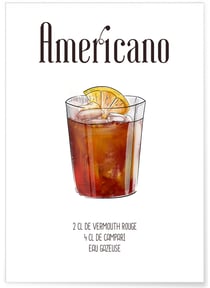 Affiche Cocktail Americano | A3 : 29,7x42cm