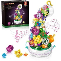 Boîte à musique Fleurs à construire avec LED - 571 pièces - HOGOKIDS