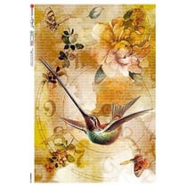 1 feuille de papier de riz 22.5 x 32 cm découpage collage Paper Designs OISEAU COLIBRIS 0203 B
