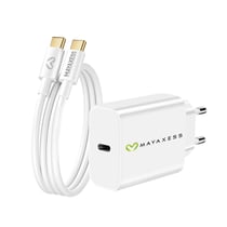 Mayaxess Chargeur Secteur pour Galaxy A36 20W + Câble USB-C 1m Blanc