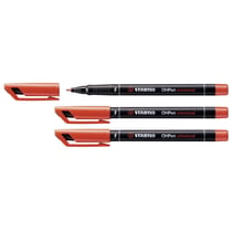 Lot de 3 feutres permanents pointe fine 0,7 mm - STABILO - OHPen - Rouge