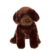 Peluche - Chiens réalistes assis, labrador chocolat 25 cm
