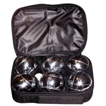 Sacoche de 6 boules de pétanque chromées - jeu d'adresse - plein air