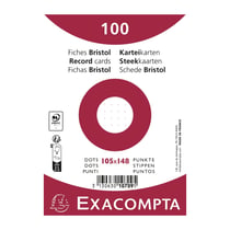 Paquet 100 fiches sous film - bristol dots non perforé - 105x148mm - Blanc - x 20 - Exacompta