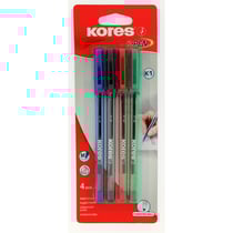 Lot De 4 Stylos À Bille - K-Pen - Pointe Médium - Corps Triangulaire - Kores
