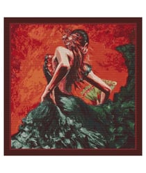 Tissu carré jacquard 48 x 48 cm danseuse