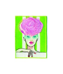 Ecussons thermocollant Femme Pin Up 7 x 5 cm - Mediac 002 multicolore ( chapeau rose)