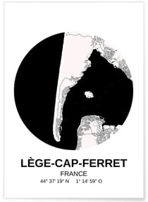 Affiche Carte Lège-Cap-Ferret | A3 : 29,7x42cm
