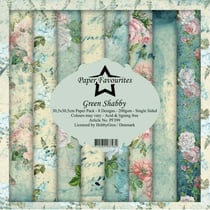 8 papiers scrapbooking 30 x 30 cm Paper Favourites GREEN SHABBY