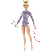 Coffret gymnastique : 2 massues et 1 ruban avec poupée barbie - poupée mannequin - mattel - gtn65