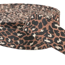 Sangle imprimé animalier léopard 38mm marron chocolat au mètre