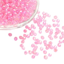 200 PERLES TOUPIES bicone a facettes Rose clair avec reflets AB 6 mm Acrylique - creation bijoux