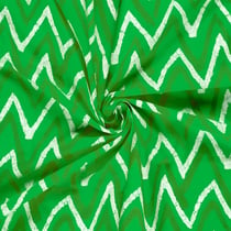 Tissu Voile de Coton Batik Zigzag Blanc sur fond Vert citron