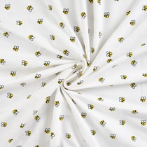 Tissu Jersey Coton imprimé Lina petites abeilles sur fond Blanc