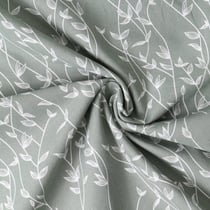 Tissu Popeline de Coton  feuilles Alexia sur fond Vert kaki clair - Au mètre