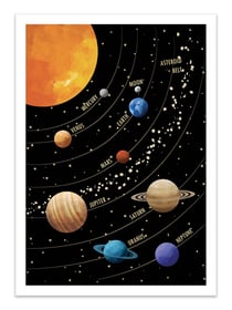 Affiche 50 x 70 cm -  Solar System - Cats and Dotz by The Artcicle