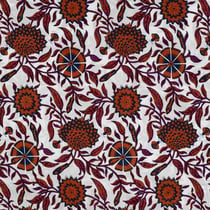 Tissu Voile de Coton Joy fleurs Rouge sur fond Blanc