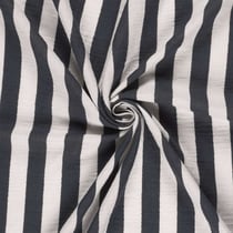 Tissu Double Gaze de Coton Rayé Marine sur fond Blanc