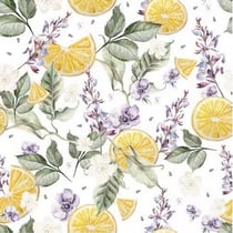 4 serviettes en papier découpage collage 33 cm MIEL CITRON FLEUR FEUILLAGE FR 100