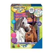 Creart brillant chevaux au coucher de soleil 18x24cm - numero d'art animaux - ravensburger - 258093 - peinture