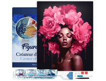 Diamond Painting Broderie Diamant Figured’Art 40x50cm toile tendue sur châssis en bois - diamants carrés - Femme aux cheveux de pivoines