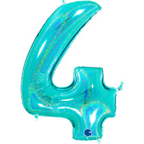 Ballon Géant Chiffre 4 Holographique Tiffany (102 cm)