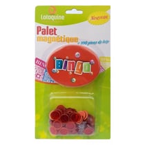 Palet magnetique bingo rouge + 100 pions de loto - ramasse pions - lotoquine