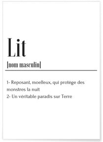 Affiche Définition Lit | A3 : 29,7x42cm
