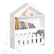 SoBuy KMB52-W Étagère Enfant, Organisateur Jouets et Livres, Meuble Jouets avec 1 Tiroir à Roulettes